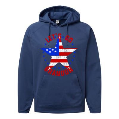 Lets Go Brandon LGB FBJ USA Star Flag Performance Fleece Hoodie