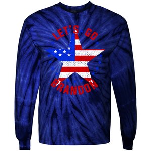 Lets Go Brandon LGB FBJ USA Star Flag Tie-Dye Long Sleeve Shirt