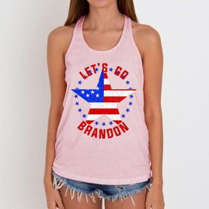 Lets Go Brandon LGB FBJ USA Star Flag Women's Knotted Racerback Tank