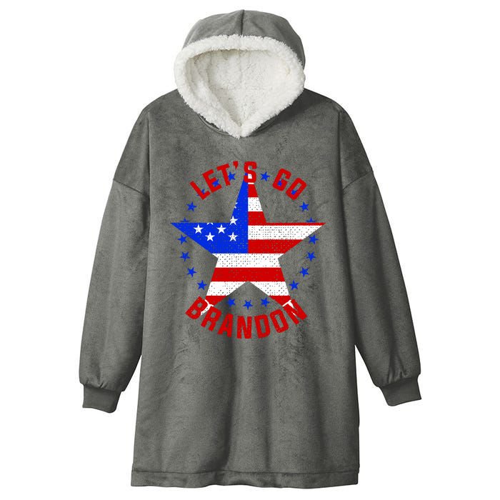 Lets Go Brandon LGB FBJ USA Star Flag Hooded Wearable Blanket