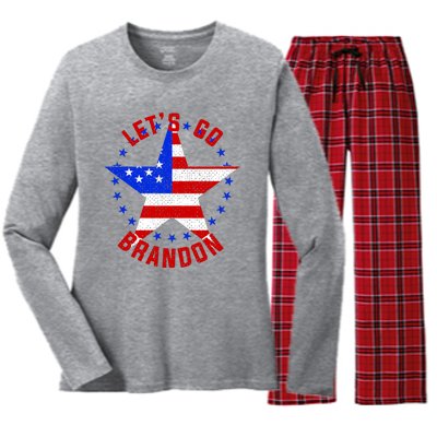 Lets Go Brandon LGB FBJ USA Star Flag Women's Long Sleeve Flannel Pajama Set 