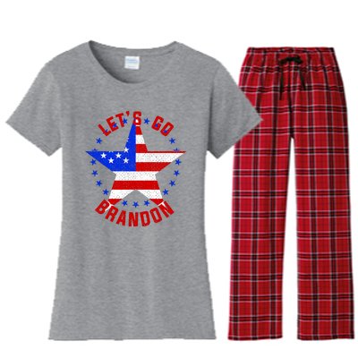 Lets Go Brandon LGB FBJ USA Star Flag Women's Flannel Pajama Set