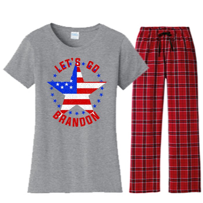 Lets Go Brandon LGB FBJ USA Star Flag Women's Flannel Pajama Set