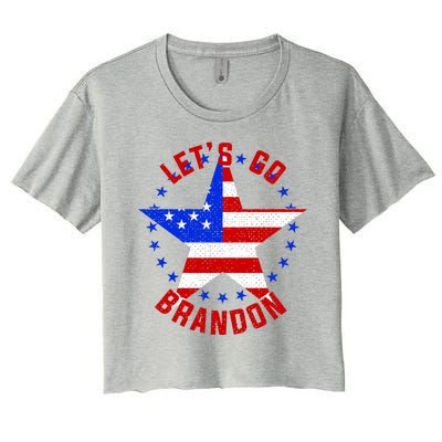 Lets Go Brandon LGB FBJ USA Star Flag Women's Crop Top Tee