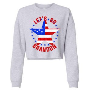 Lets Go Brandon LGB FBJ USA Star Flag Cropped Pullover Crew