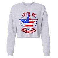 Lets Go Brandon LGB FBJ USA Star Flag Cropped Pullover Crew