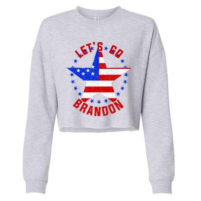 Lets Go Brandon LGB FBJ USA Star Flag Cropped Pullover Crew