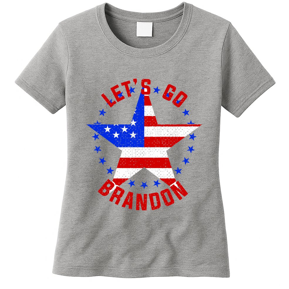 Lets Go Brandon LGB FBJ USA Star Flag Womens T-Shirt