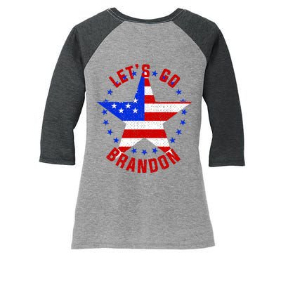 Lets Go Brandon LGB FBJ USA Star Flag Women's Tri-Blend 3/4-Sleeve Raglan Shirt