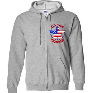 Lets Go Brandon LGB FBJ USA Star Flag Full Zip Hoodie