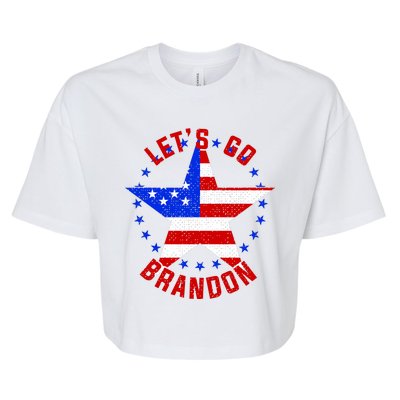 Lets Go Brandon LGB FBJ USA Star Flag Bella+Canvas Jersey Crop Tee