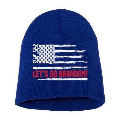 LetS Go Brandon Joe Biden Chant Impeach Biden Usa Flag Meaningful Gift Short Acrylic Beanie