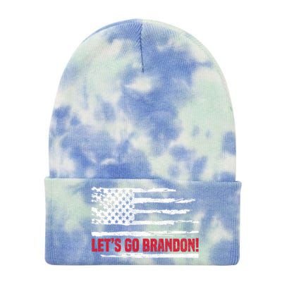 LetS Go Brandon Joe Biden Chant Impeach Biden Usa Flag Meaningful Gift Tie Dye 12in Knit Beanie