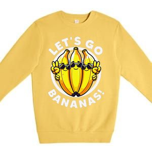 Lets Go Bananas Cute Yellow Banana Lover Fruit Funny Bananas Premium Crewneck Sweatshirt