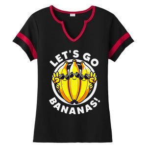 Lets Go Bananas Cute Yellow Banana Lover Fruit Funny Bananas Ladies Halftime Notch Neck Tee