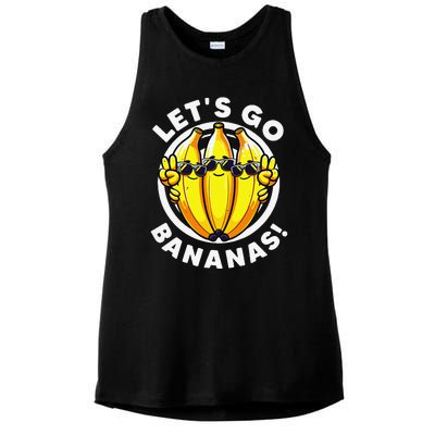 Lets Go Bananas Cute Yellow Banana Lover Fruit Funny Bananas Ladies PosiCharge Tri-Blend Wicking Tank