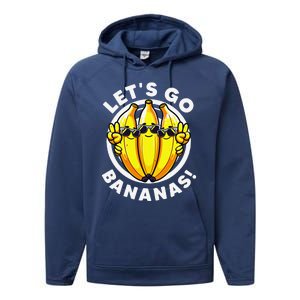 Lets Go Bananas Cute Yellow Banana Lover Fruit Funny Bananas Performance Fleece Hoodie