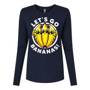 Lets Go Bananas Cute Yellow Banana Lover Fruit Funny Bananas Womens Cotton Relaxed Long Sleeve T-Shirt