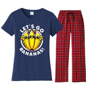 Lets Go Bananas Cute Yellow Banana Lover Fruit Funny Bananas Women's Flannel Pajama Set