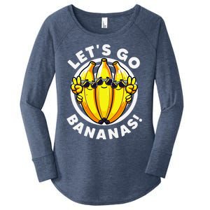 Lets Go Bananas Cute Yellow Banana Lover Fruit Funny Bananas Women's Perfect Tri Tunic Long Sleeve Shirt