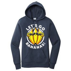 Lets Go Bananas Cute Yellow Banana Lover Fruit Funny Bananas Women's Pullover Hoodie