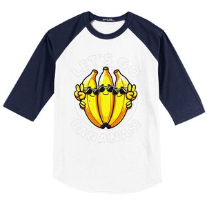 Lets Go Bananas Cute Yellow Banana Lover Fruit Funny Bananas Baseball Sleeve Shirt