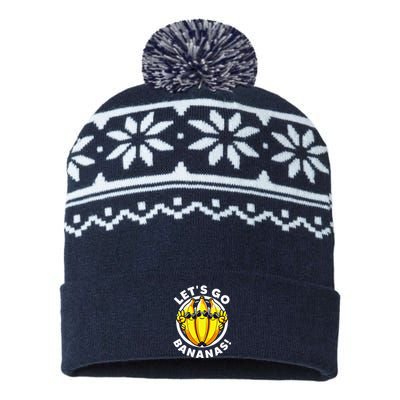 Lets Go Bananas Cute Yellow Banana Lover Fruit Funny Bananas USA-Made Snowflake Beanie