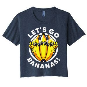 Lets Go Bananas Cute Yellow Banana Lover Fruit Funny Bananas Women's Crop Top Tee