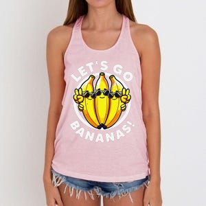 Lets Go Bananas Cute Yellow Banana Lover Fruit Funny Bananas Women's Knotted Racerback Tank