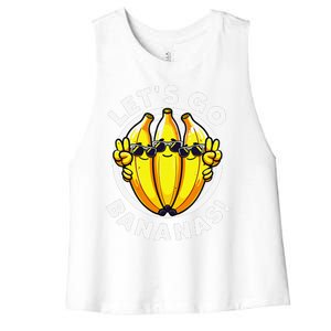 Lets Go Bananas Cute Yellow Banana Lover Fruit Funny Bananas Women's Racerback Cropped Tank