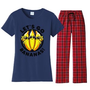 Lets Go Bananas Cute Yellow Banana Lover Fruit Funny Bananas Women's Flannel Pajama Set