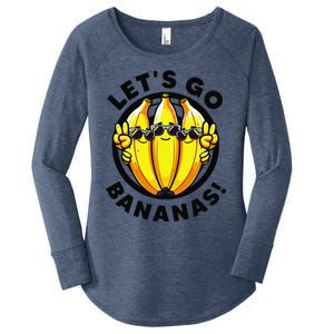 Lets Go Bananas Cute Yellow Banana Lover Fruit Funny Bananas Women's Perfect Tri Tunic Long Sleeve Shirt