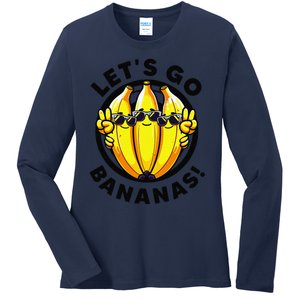 Lets Go Bananas Cute Yellow Banana Lover Fruit Funny Bananas Ladies Long Sleeve Shirt