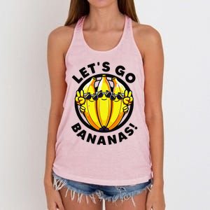 Lets Go Bananas Cute Yellow Banana Lover Fruit Funny Bananas Women's Knotted Racerback Tank