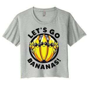 Lets Go Bananas Cute Yellow Banana Lover Fruit Funny Bananas Women's Crop Top Tee