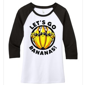 Lets Go Bananas Cute Yellow Banana Lover Fruit Funny Bananas Women's Tri-Blend 3/4-Sleeve Raglan Shirt