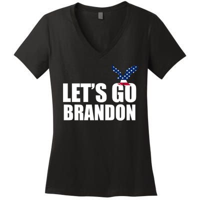 Let's Go Brandon American Bald Eagle Women's V-Neck T-Shirt