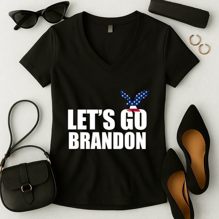 Let's Go Brandon American Bald Eagle Women's V-Neck T-Shirt