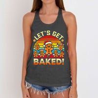 LetS Get Baked Gingerbread Man Christmas Backing Cookie Women's Knotted Racerback Tank