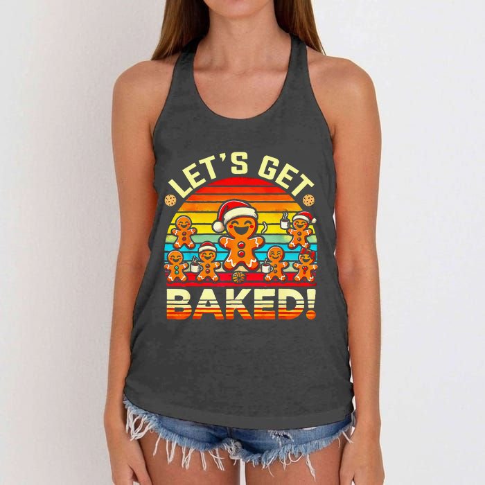 LetS Get Baked Gingerbread Man Christmas Backing Cookie Women's Knotted Racerback Tank