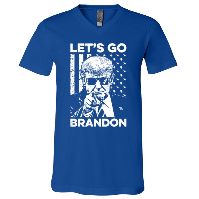 LetS Go Brandon Pro Trump 2024 Flag Anti Joe Biden Funny Gift V-Neck T-Shirt