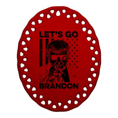 LetS Go Brandon Pro Trump 2024 Flag Anti Joe Biden Funny Gift Ceramic Oval Ornament