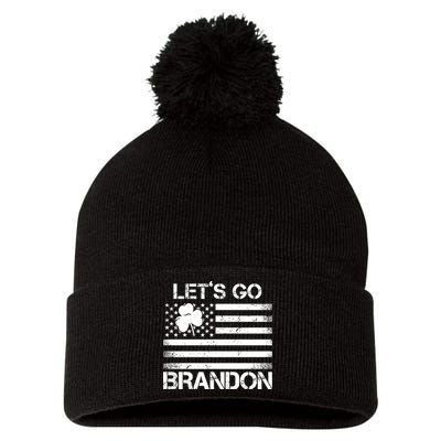 Let's Go Brandon USA St Patrick's Day Pom Pom 12in Knit Beanie