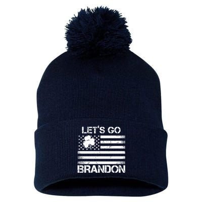 Let's Go Brandon USA St Patrick's Day Pom Pom 12in Knit Beanie