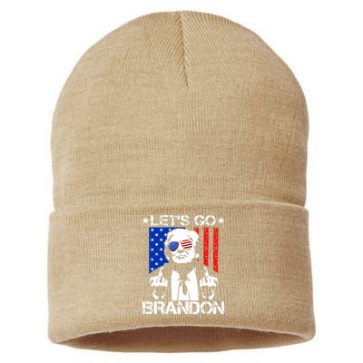 Lets Go Brandon Pro Trump 2024 Flag Anti Joe Biden Sustainable Knit Beanie