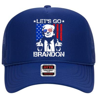 Lets Go Brandon Pro Trump 2024 Flag Anti Joe Biden High Crown Mesh Back Trucker Hat