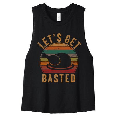 LetS Get Basted Thanksgiving Gifts Costume Leg Turkey Day Women's Racerback Cropped Tank