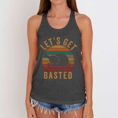 LetS Get Basted Thanksgiving Gifts Costume Leg Turkey Day Women's Knotted Racerback Tank