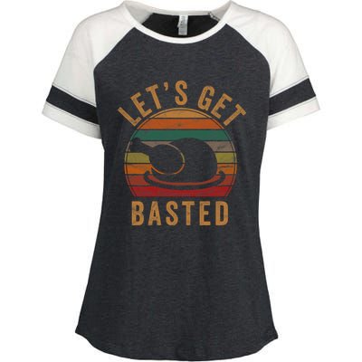 LetS Get Basted Thanksgiving Gifts Costume Leg Turkey Day Enza Ladies Jersey Colorblock Tee