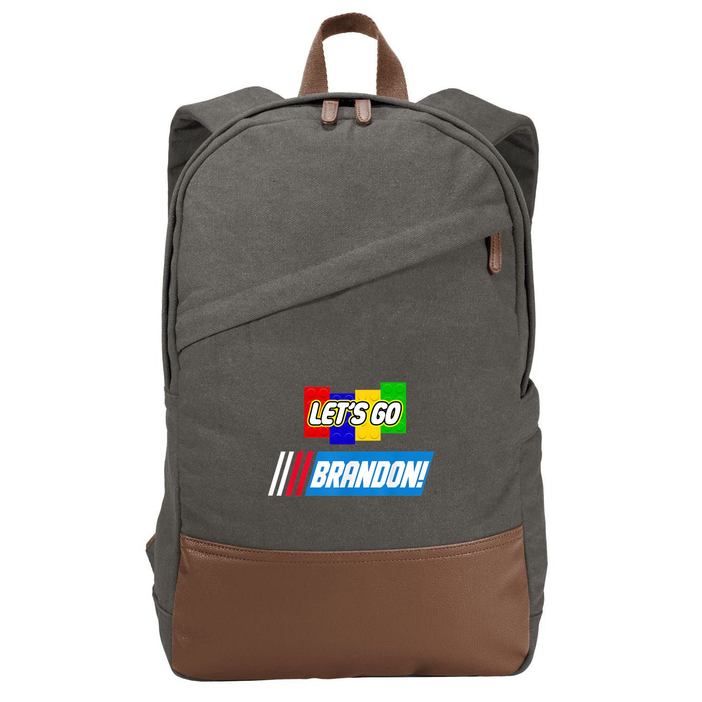 Let's Go Brandon Racing Biden Chant Spoof Logo Cotton Canvas Backpack